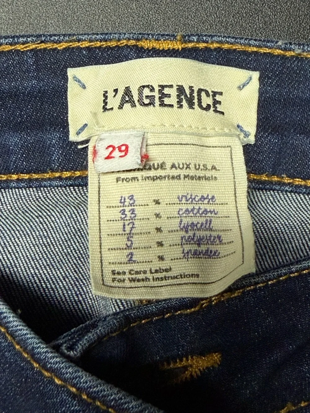 L'AGENCE dark distressed High-Rise Skinny Margot Jeans